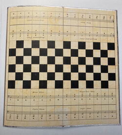 Musical chess game, G. Gompertz / A. Edel, 1852. On loan from the Bavarian National Museum, Munich.