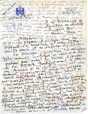 Alekhine's letter to FADA written in ink on air mail paper