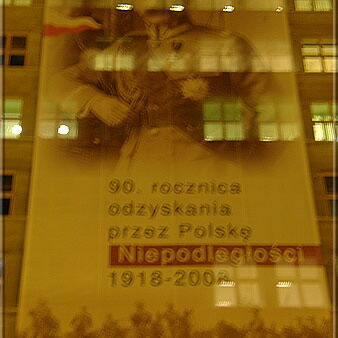 Large poster of national hero Joszef Piłsudski on the occasion of this national holiday