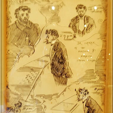 The drawing shows Emanuel Lasker in Norwich!