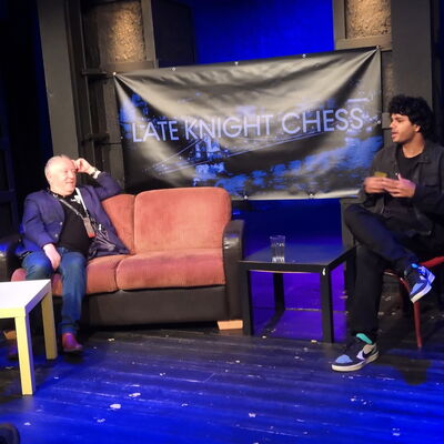 Willy Icklicki is interviewed in the cabaret