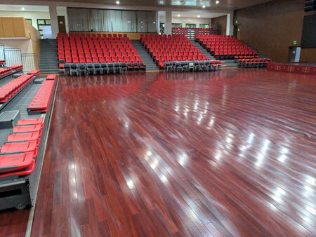 Baguio Convention Center, playing hall; Karpov and Korchnoi entered from different doors.