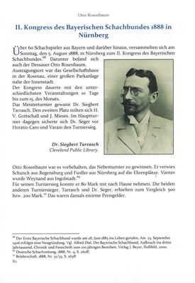 Bay. Schachbund, Kongress Nürnberg 1888. Teilnehmer: Dr. Tarrasch und Otto Rosenbaum.