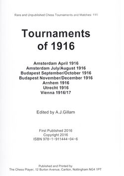 A. J. Gillam - Tournaments of 1916 - frontcover