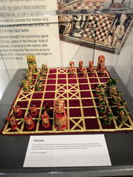 An Indian chaturanga with typical markings on the board