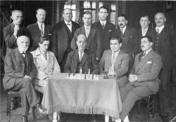 Marcel Berman sitting on the top right, French championship, Rouen 1930