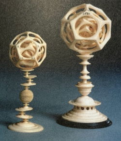 Puzzle ball, carved ivory. Egidius Lobenigk and Georg Wecker, Dresden, 16th century, Dresden, Staatliche Kunstsammlungen, inv. II 293