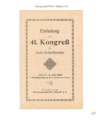 Konrad Reiß - Chronik der Schachgesellschaft „Roland“ Weißenfels a.d.S. - Seite 143