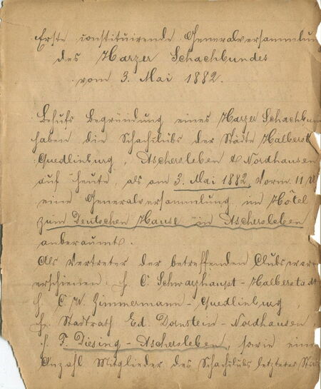 Harzer Schachbund - First Entry