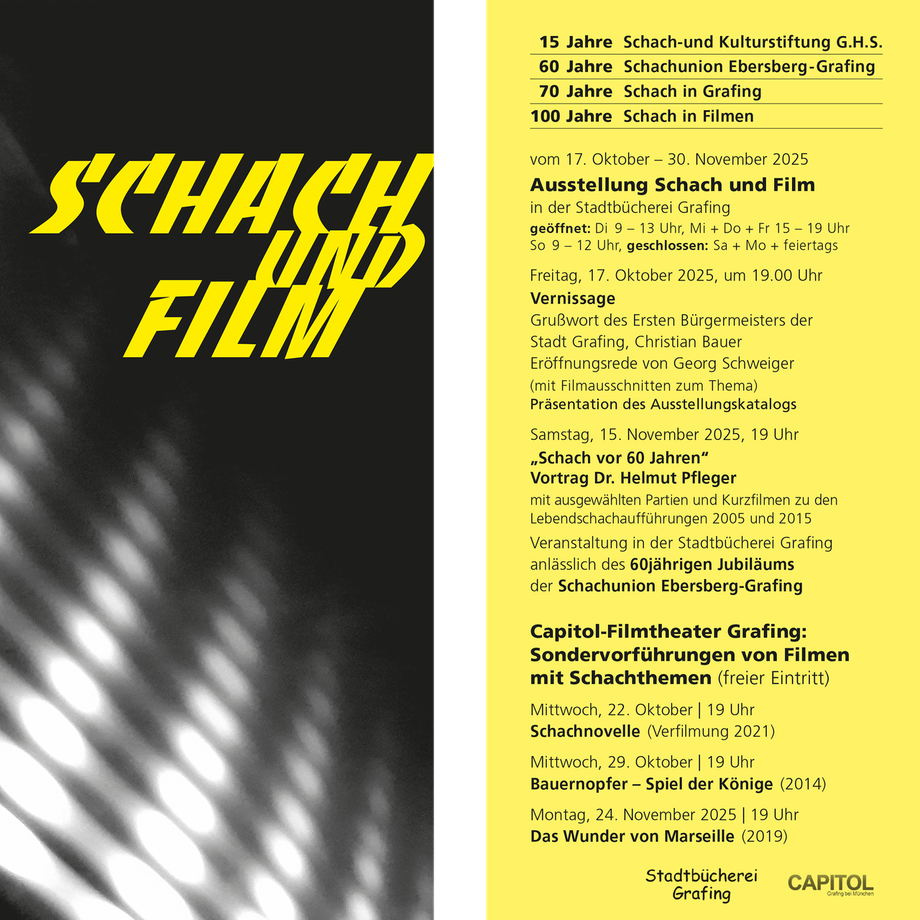 Flyer for the exhibition Chess and Film