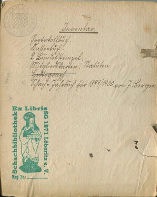Harzer Schachbund - Bucheinband Titelseite (innen)