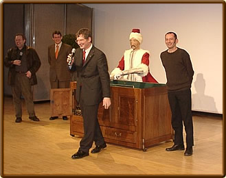 Joachim Schwarzmann (on the right), member of the Paderborn chess club had operated the Turk.