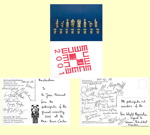 Two greetings cards with the signatures of all participants went to our senior member Dr. Jean Mennerat