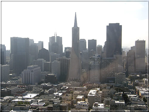 The (central) Transamerica Pyramid towers above the skyline of San Francisco